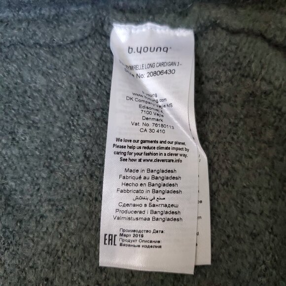 NWT B. Young Long Grey Cardigan Size Medium with Pockets - Picture 6 of 13